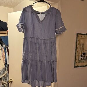 NAIF Blue and White Striped Mini Dress